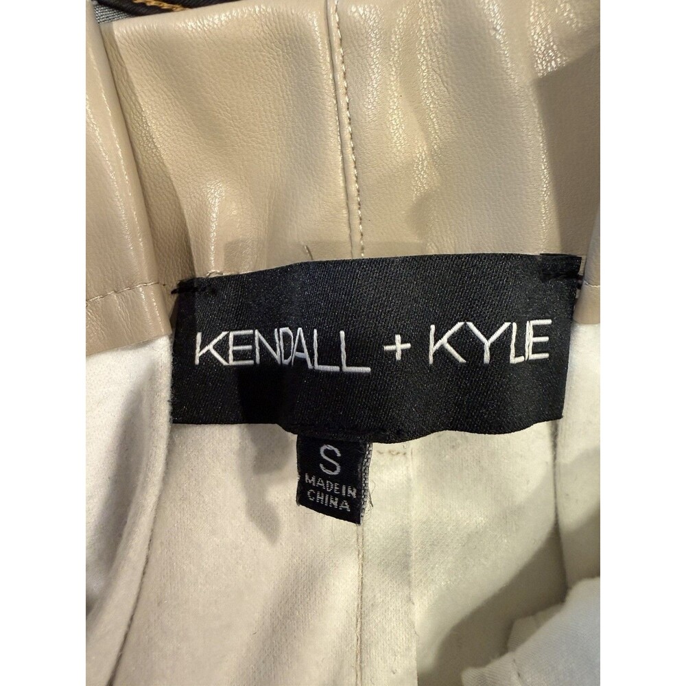 Kendall Kylie Mini Skirt Tan Faux Leather Paperbag Indie Luxury Size Small - Picture 3 of 4